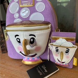 Loungefly Chip Mini Backpack and Card Holder Disney Beauty and The Beast